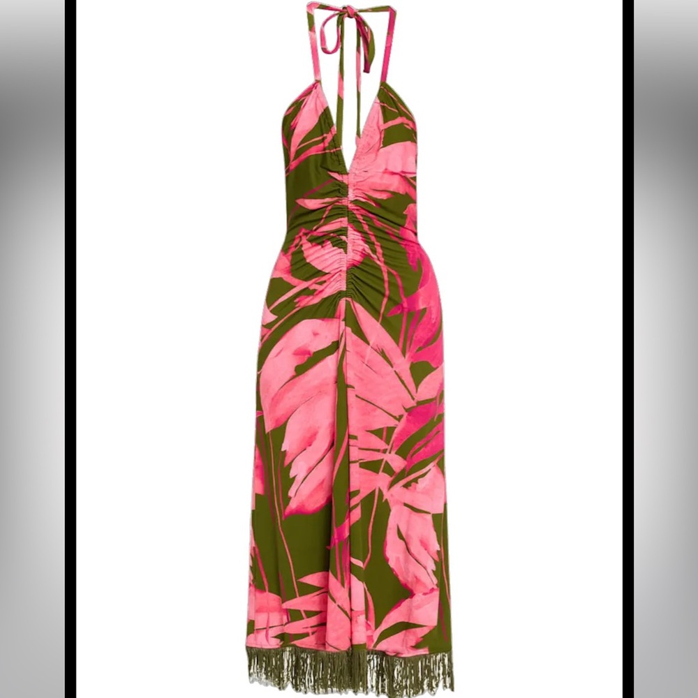 Cara Cara Elegant Pink and Green Women's Dress